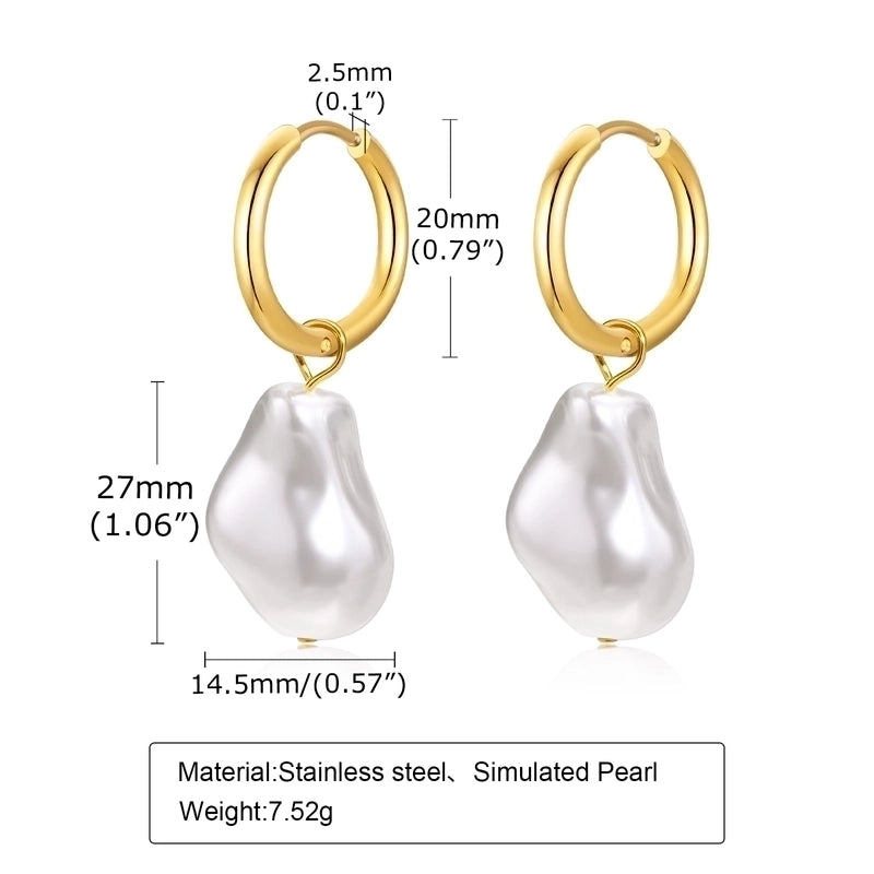 1 Pair Retro Geometric 201 Stainless Steel Gold Plated Drop Earrings