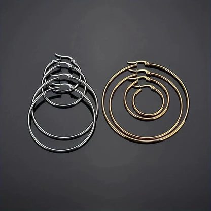 1 Pair Basic Minimalist Commute Round 304 Stainless Steel 18K Gold Plated Earrings