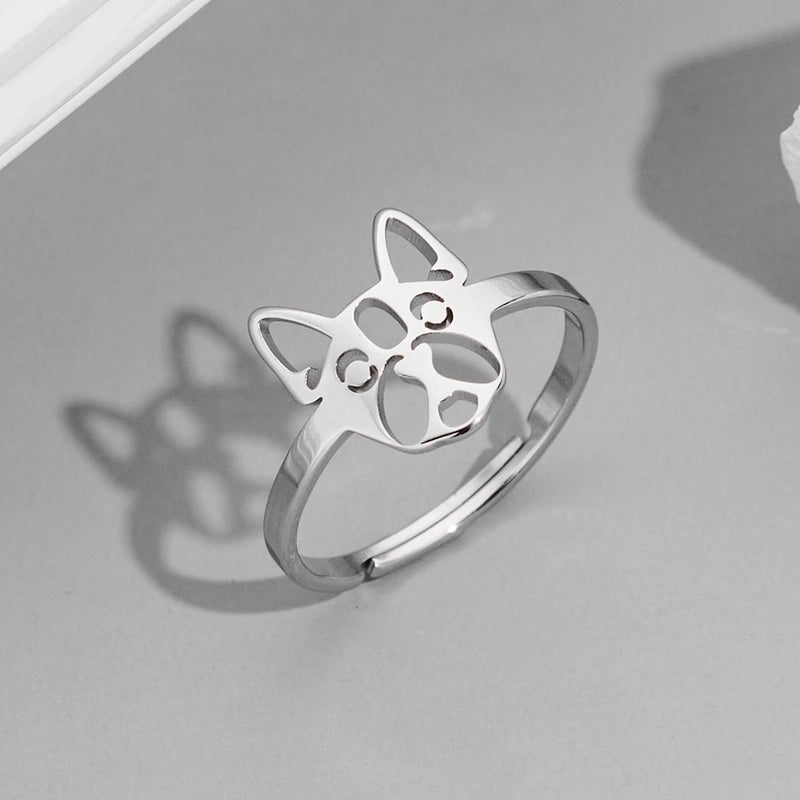 Funny Sweet Pastoral Animal 201 Stainless Steel 18K Gold Plated Polishing Adjustable Ring