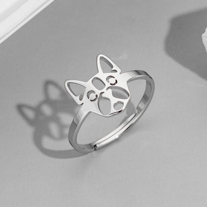 Funny Sweet Pastoral Animal 201 Stainless Steel 18K Gold Plated Polishing Adjustable Ring