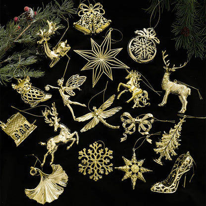 Christmas Gold Christmas Tree Ornaments Snowflake Crystal Shoes Reindeer Pendants Electroplated Accessories Pendants
