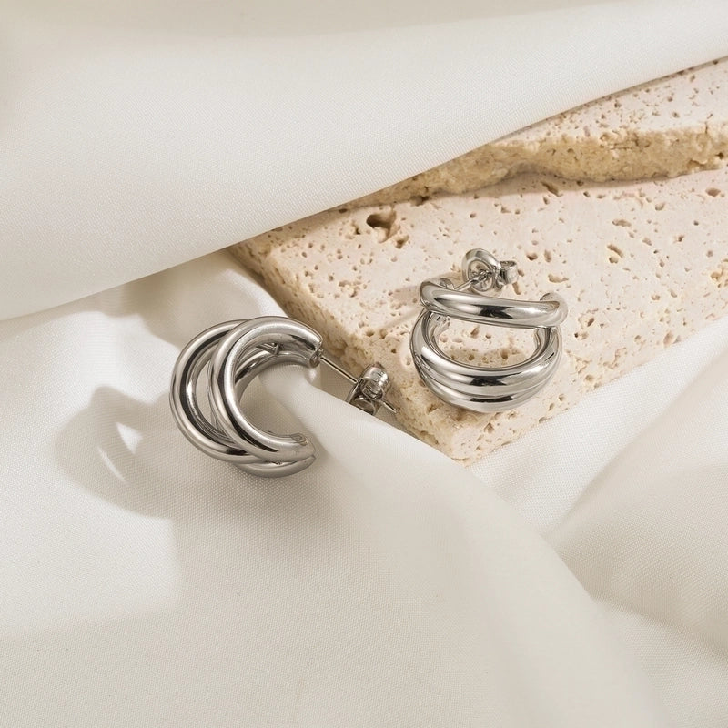 1 Pair Minimalist Classic Style C Shape Plating Stainless Steel 14k Gold Plated Ear Studs