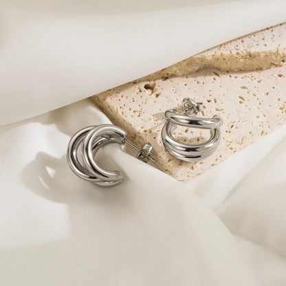 1 Pair Minimalist Classic Style C Shape Plating Stainless Steel 14k Gold Plated Ear Studs