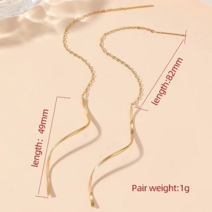 1 Pair Casual Elegant Minimalist Solid Color Plating Titanium Steel 18K Gold Plated Ear Line