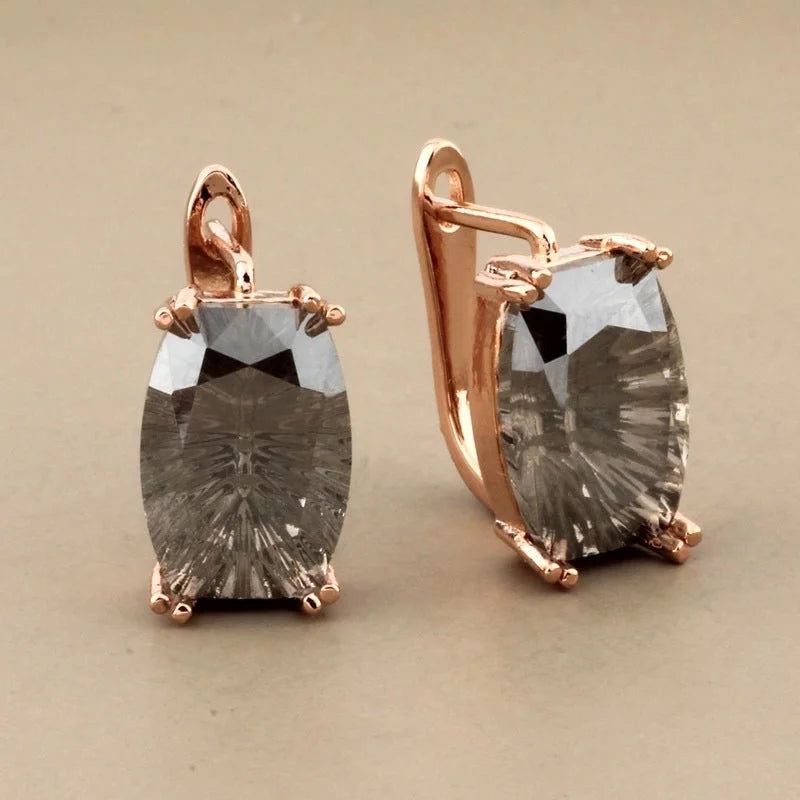 1 Pair Minimalist Classic Style Solid Color Inlay Copper Artificial Gemstones Earrings