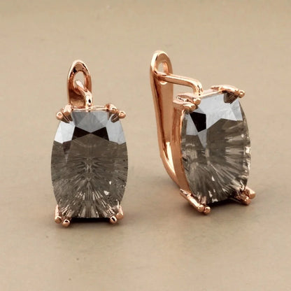 1 Pair Minimalist Classic Style Solid Color Inlay Copper Artificial Gemstones Earrings