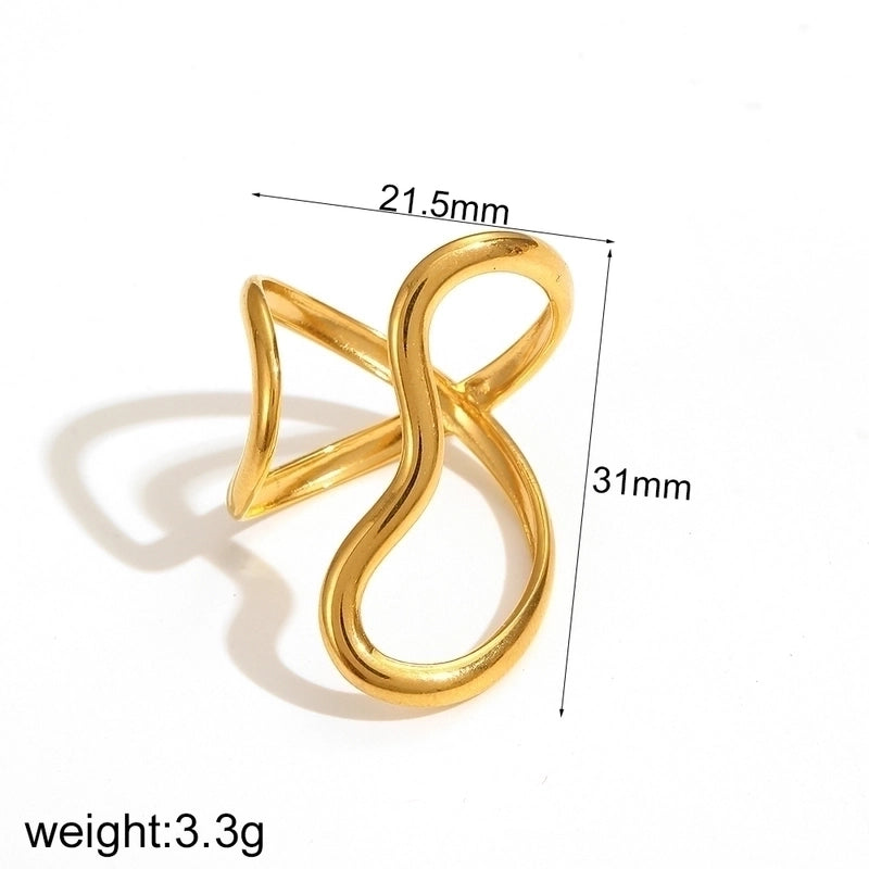 IG Style Exaggerated Geometric 304 Stainless Steel 18K Gold Plated Polishing Rings
