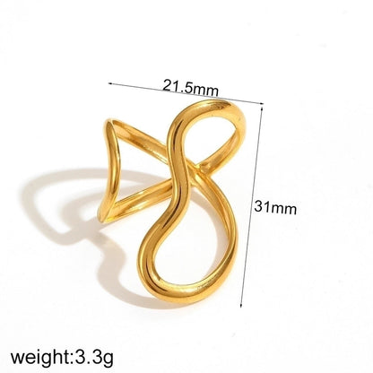 IG Style Exaggerated Geometric 304 Stainless Steel 18K Gold Plated Polishing Rings