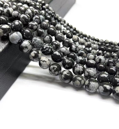 1 Piece Diameter 4mm Diameter 6 Mm Diameter 8mm 1.2-1.5mm Natural Stone Snowflake Obsidian Geometric Polished Beads