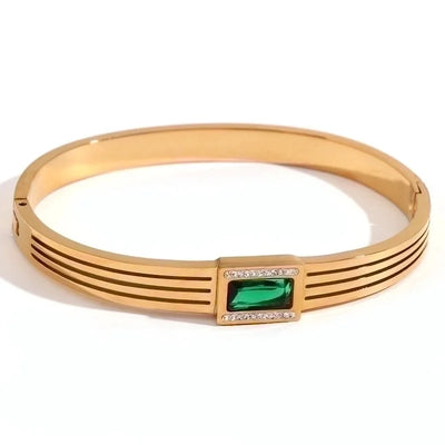 Classic Style Devil\'s Eye Stainless Steel Plating Inlay Rhinestones 18k Gold Plated Bangle