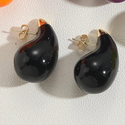 1 Pair Minimalist Water Droplets Epoxy Plating Brass 14k Gold Plated Ear Studs