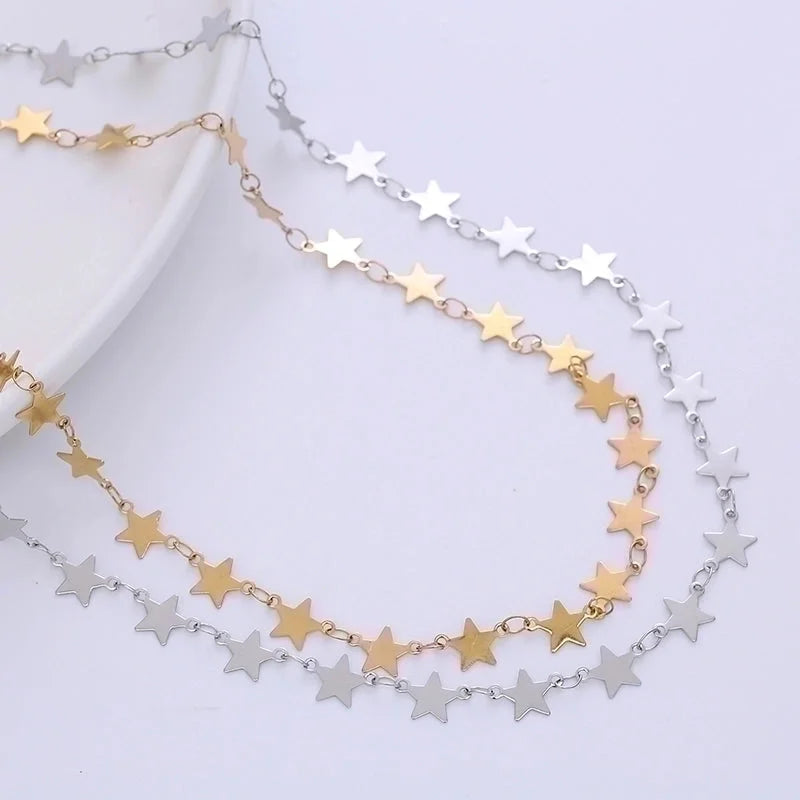 Minimalist Star 304 Stainless Steel 18K Gold Plated Plating Chain Choker