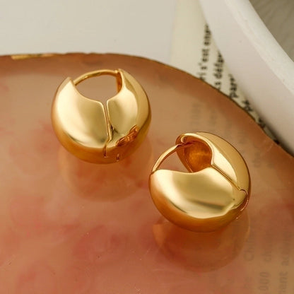 1 Pair Minimalist Commute Solid Color Plating Copper 18k Gold Plated Hoop Earrings