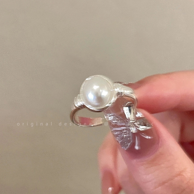 Minimalist Heart Shape Flower Bow Knot Copper Inlay Artificial Pearls Opal Zircon Rings