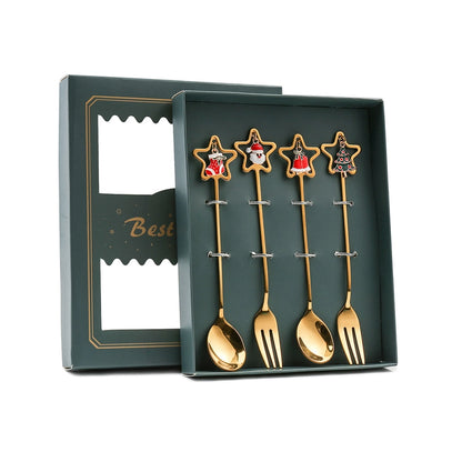 J Christmas Spoon Suit Cartoon Funny Christmas Tree Dessert Cake Spoon Creative Tableware Christmas Gift
