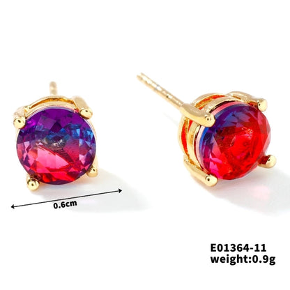 1 Pair Minimalist Geometric Plating Inlay Copper Glass K Gold Plated Rhodium Plated Ear Studs