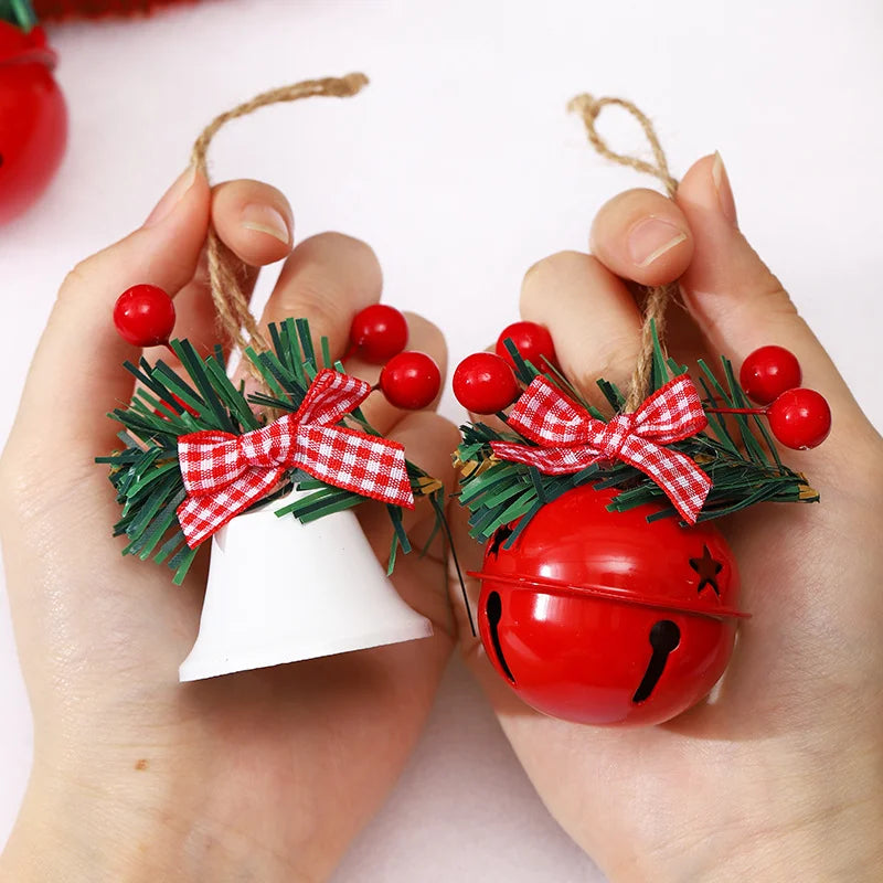 2 Pieces Christmas Iron Bell Ringable Pendant Christmas Tree Decoration Diy Accessories Props Window Christmas Outfit
