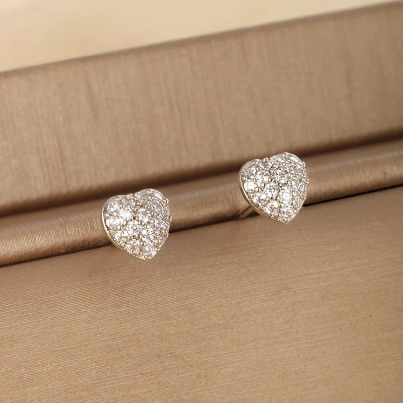 1 Pair XUPING Sweet Minimalist Heart Shape Plating Alloy Copper Artificial Gemstones 18K Gold Plated Ear Studs