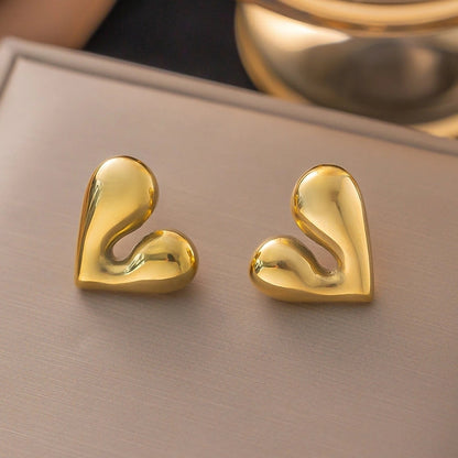 1 Pair Minimalist Star Heart Shape Plating Titanium Steel Drop Earrings Ear Studs