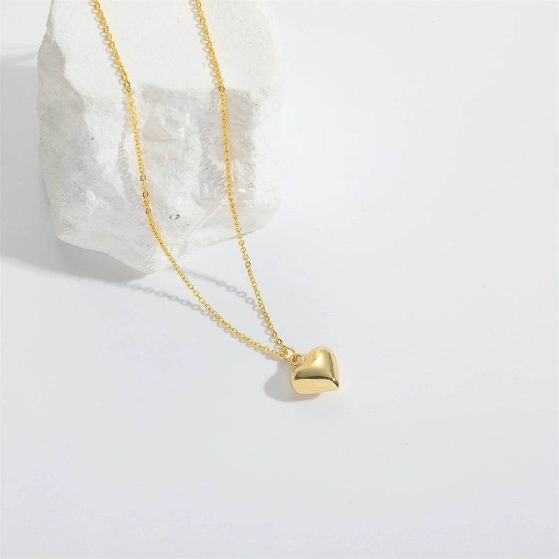 Copper 14K Gold Plated Star Heart Shape Pendant Necklace