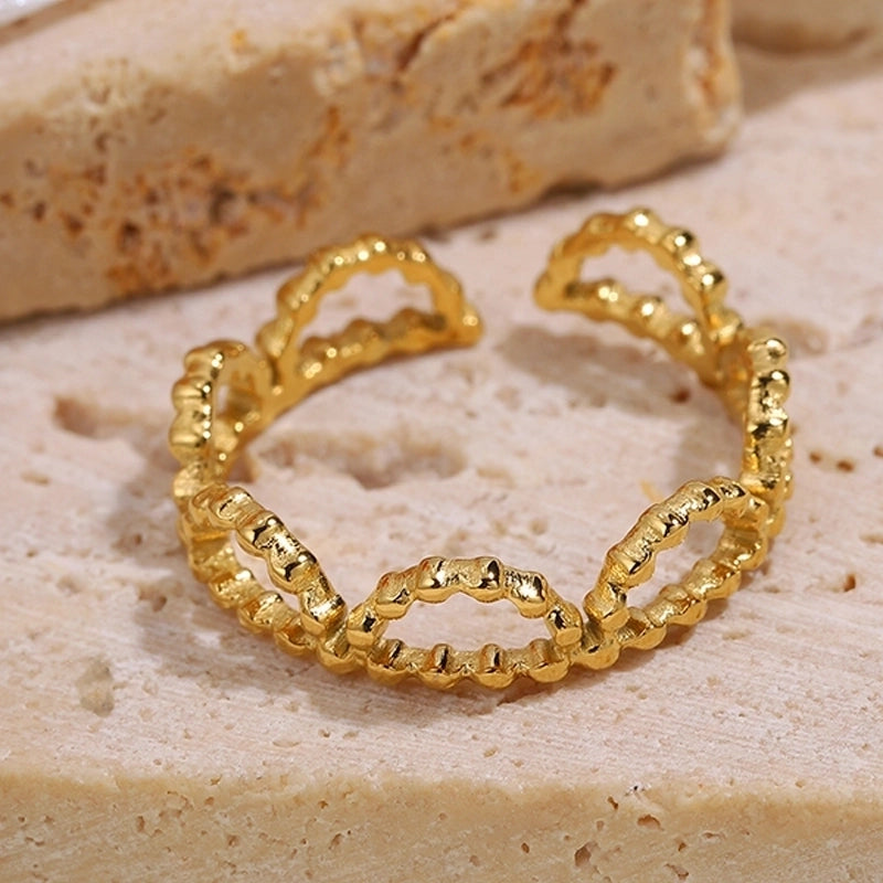 Elegant Minimalist Classic Style Solid Color 304 Stainless Steel Zircon Inlay Open Rings