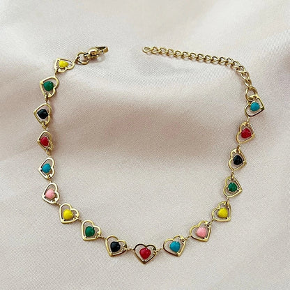 Titanium Steel Minimalist Classic Style Inlay Heart Shape Turquoise Bracelets