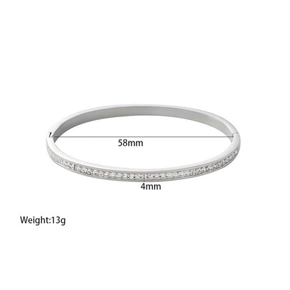 Elegant Shiny Solid Color 304 Stainless Steel 18K Gold Plated Zircon Bangle In Bulk