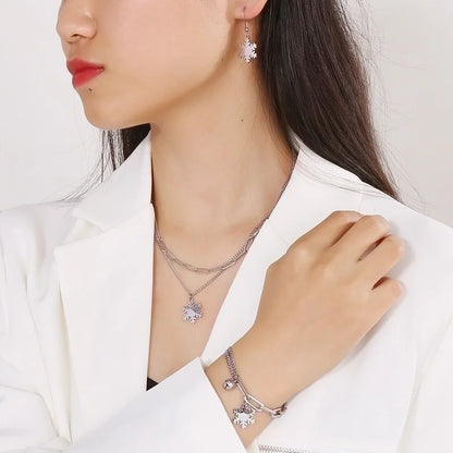 Vacation Snowflake Titanium Steel 18K Gold Plated Plating Bracelets Earrings Necklace