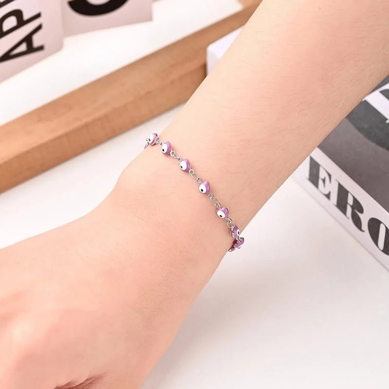 Ethnic Style Classic Style Artistic Devil's Eye Heart Shape Simple 304 Stainless Steel Bracelets In Bulk