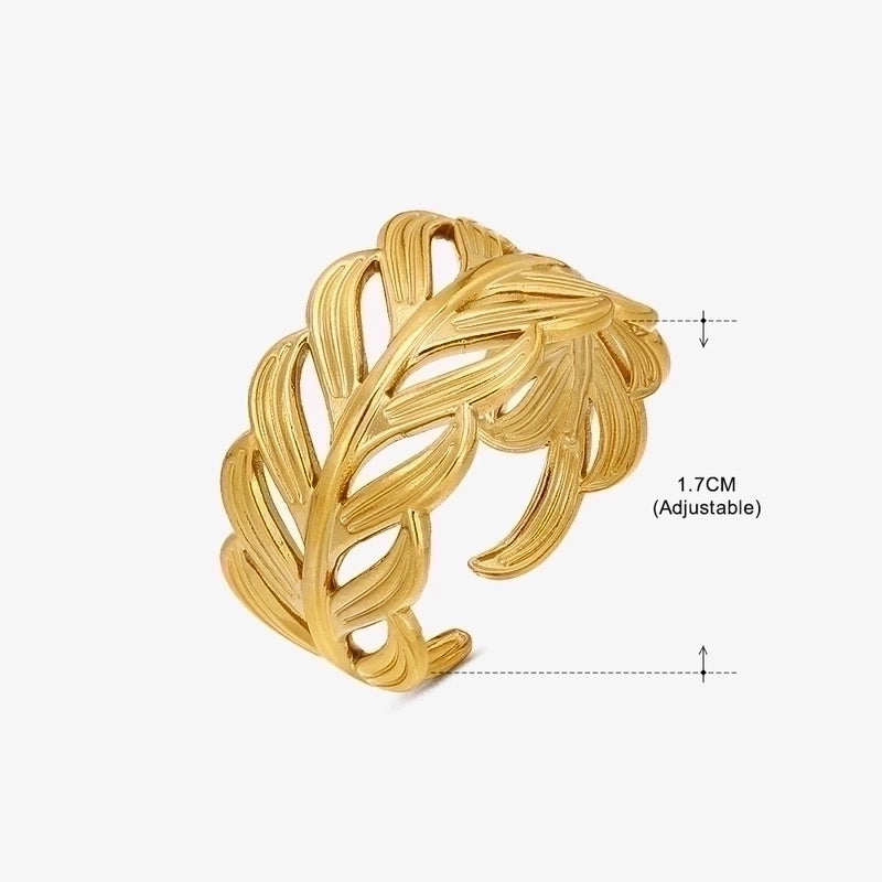 3 Pieces Basic Classic Style Geometric Leaf Stainless Steel Plating Open Rings