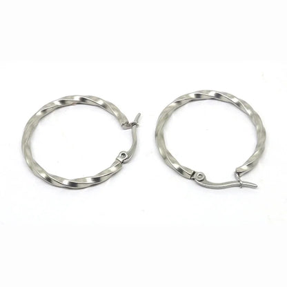 1 Pair Minimalist Commute Geometric Polishing Plating Titanium Steel Earrings