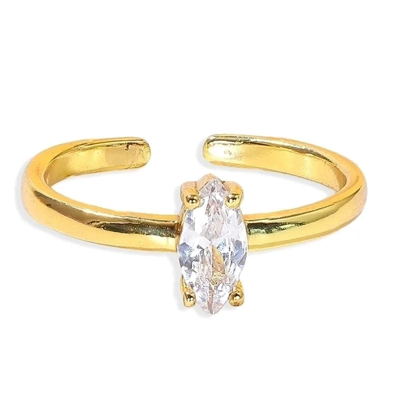 Geometric Silver Transparent Rhinestone Inlaid Series Open Copper Inlaid Zirconium Ring