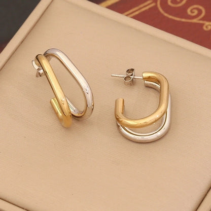 1 Pair Minimalist Commute Geometric 304 Stainless Steel 18K Gold Plated Ear Studs
