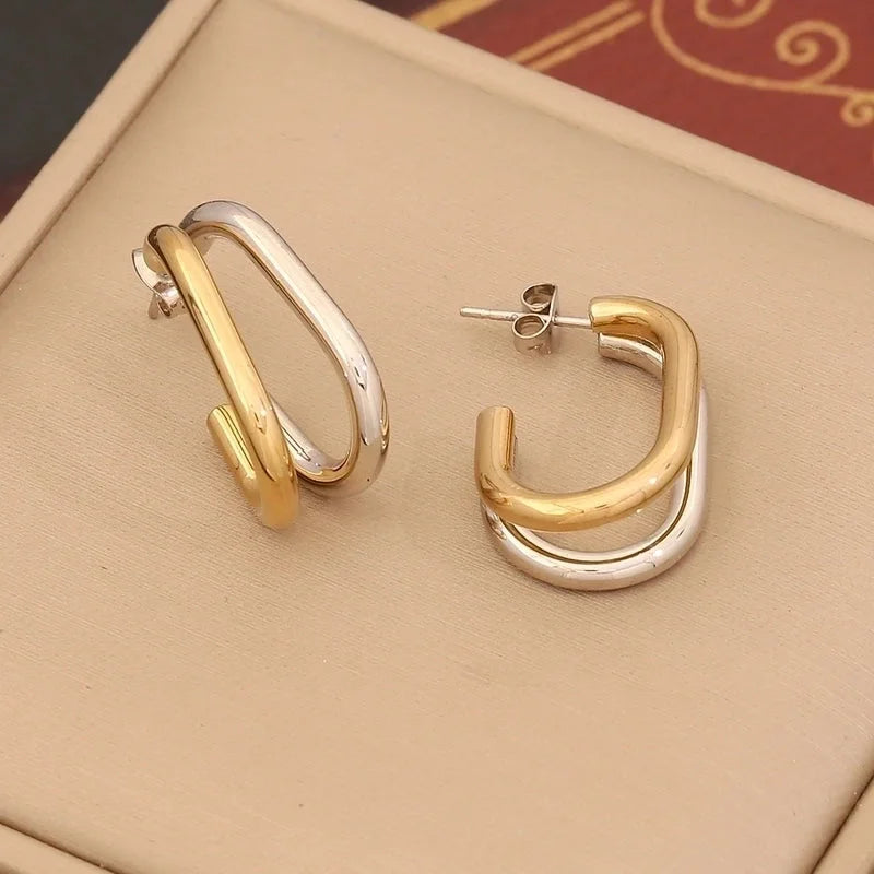 1 Pair Minimalist Commute Geometric 304 Stainless Steel 18K Gold Plated Ear Studs