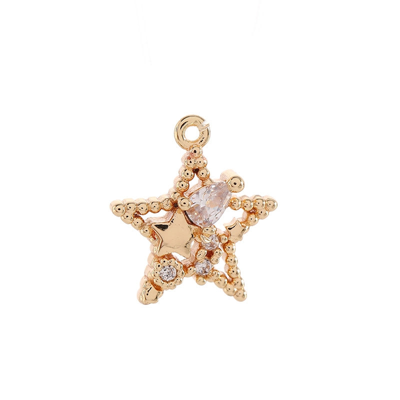 Basic Modern Style Classic Style Star Key Bell 14K Gold Plated Zircon Copper Jewelry Accessories