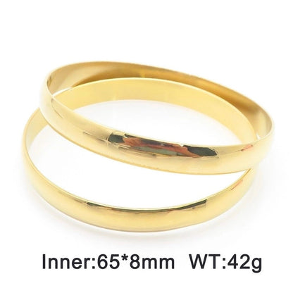Minimalist Round Stainless Steel 18K Gold Plated Bangle In Bulk