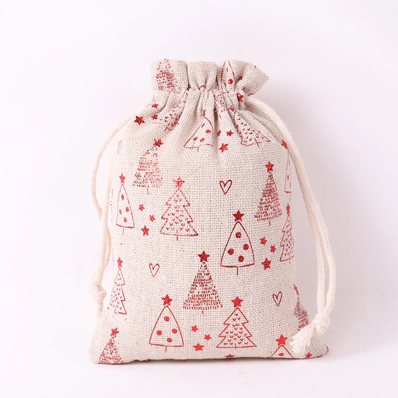Christmas Apple Bag 24 Bronzing Linen Advent Calendar Gift Hanging Bag Christmas Apple Packaging Bag