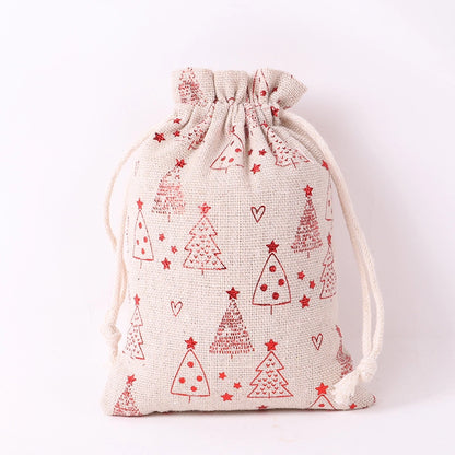 Christmas Apple Bag 24 Bronzing Linen Advent Calendar Gift Hanging Bag Christmas Apple Packaging Bag