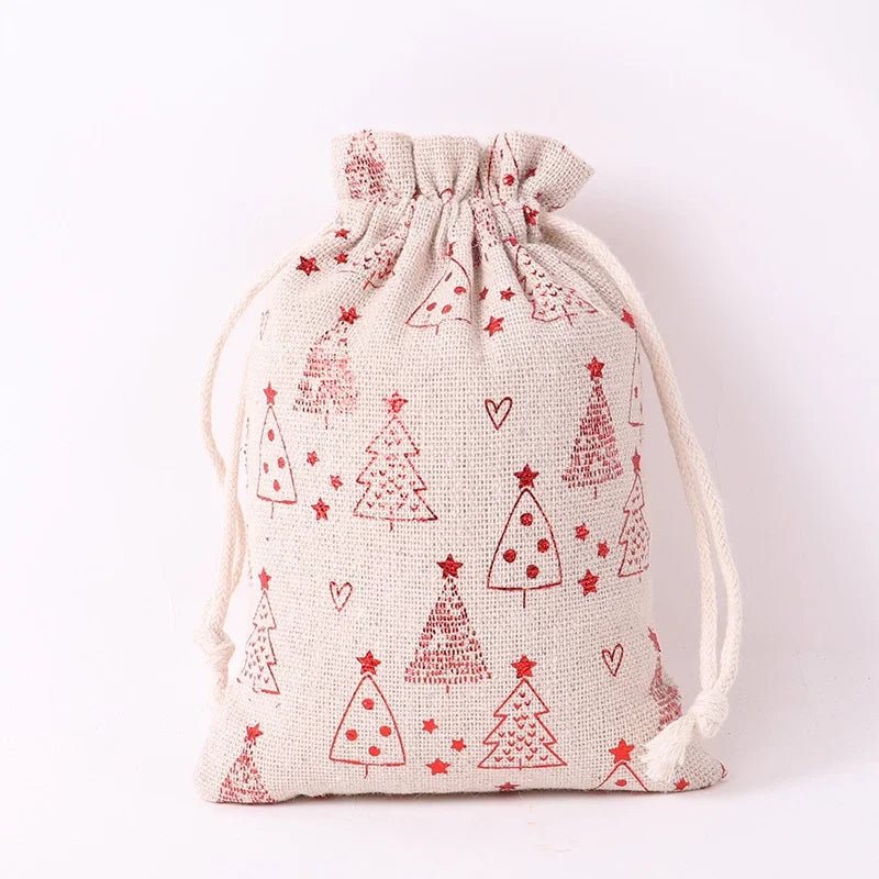 Christmas Apple Bag 24 Bronzing Linen Advent Calendar Gift Hanging Bag Christmas Apple Packaging Bag