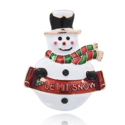 Cute Pin Christmas Tree Snowman Alloy Rhinestone Enamel Women'S Brooches
