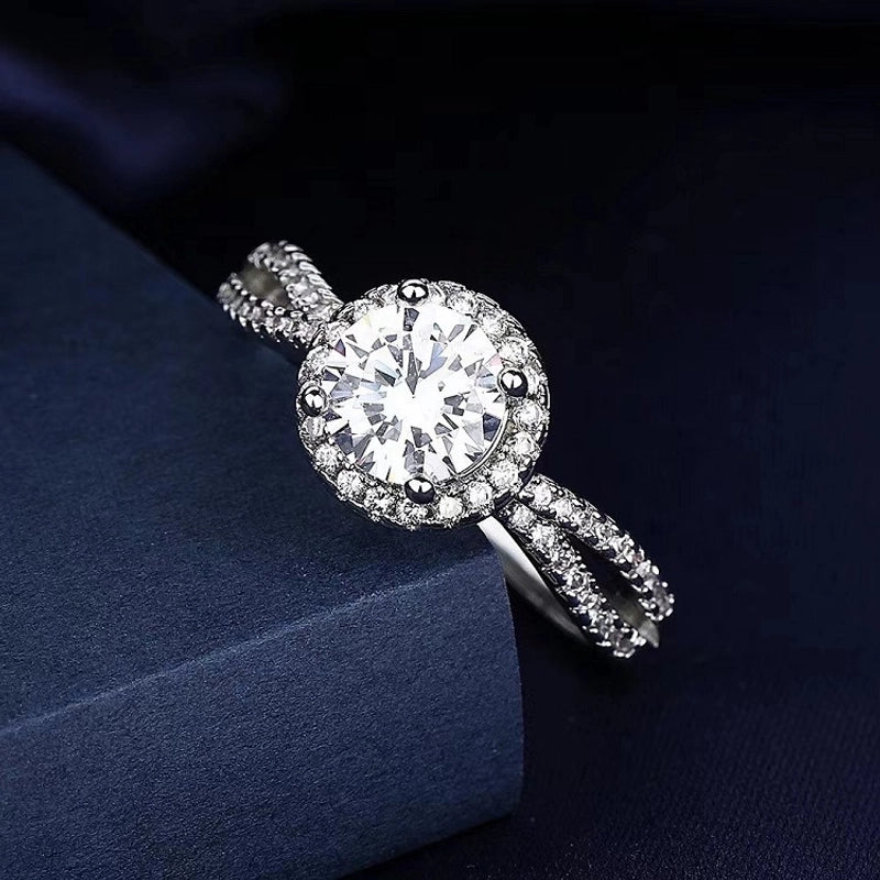 Copper Inlay Waves Heart Shape Crown Zircon Open Rings