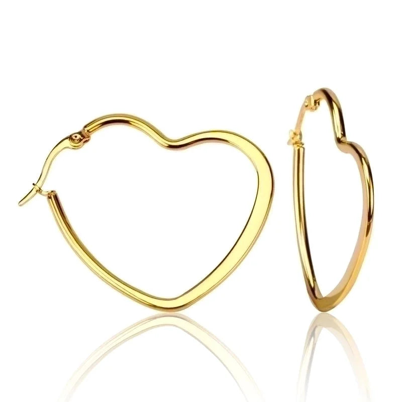 Minimalist Heart Shape Stainless Steel Plating Earrings 1 Pair