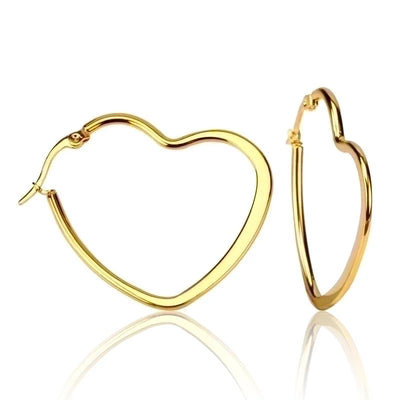 Minimalist Heart Shape Stainless Steel Plating Earrings 1 Pair