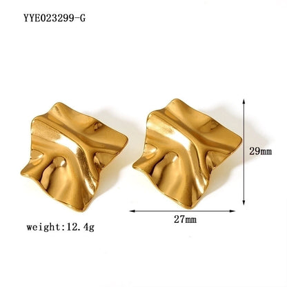 1 Pair Minimalist Irregular Plating Hollow Out Inlay 304 Stainless Steel Pearl 18K Gold Plated Ear Studs