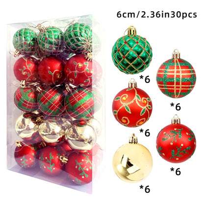 6cm30 Christmas Decorations Electroplated Plastic Painted Ball Christmas Ball Suit Ball Pendant