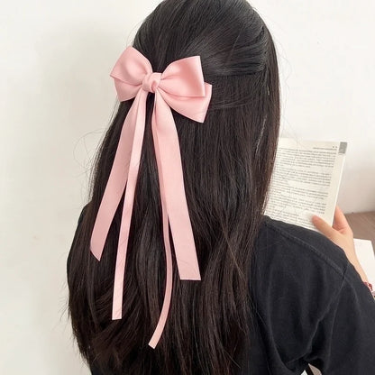 Sweet Girl Bow Ribbon Hairpin Japanese And Korean Style Simple High Sense Back Head Hairpin Internet Celebrity Hair Accessories