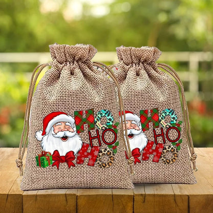 Christmas Nordic Style Cute Modern Style Christmas Tree Snowman Snowflake Imitated Hemp Party Festival Candy Bag