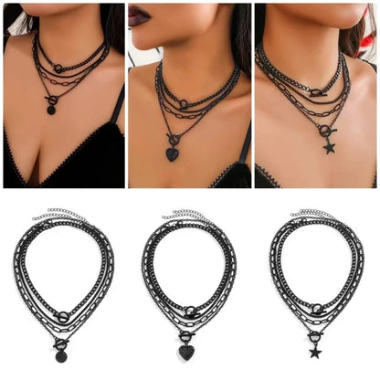 CCB Alloy Copper Gold Plated Silver Plated Hip-Hop Punk Toggle Plating Heart Shape Pendant Necklace Necklace