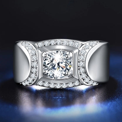 Fashion Round Copper Plating Inlay Artificial Diamond Rings 1 Piece