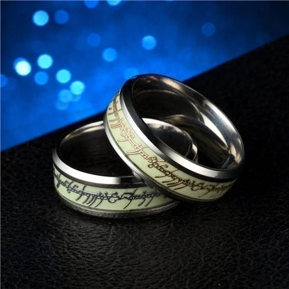 Cross-border Ornament Stainless Steel Luminous Ring Fluorescent Stall Supply Titanium Steel Magic Ring The Lord Of The Rings